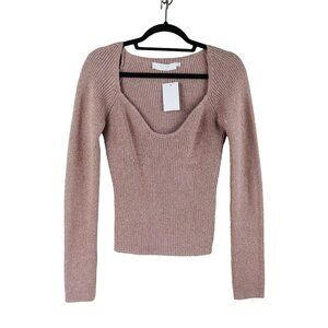 ASTR Glam Pink Gold Cropped Sweater Medium